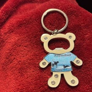 Cute New found land  studded Bear Keychain with Blue Shirt